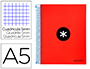 CUADERNO ESPIRAL A5 MICRO ANTARTIK TAPA FORRADA120H 90 GR CUADRO 5MM 5 BANDAS6 TALADROS COLOR ROJO