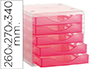 FICHERO CAJONES DE SOBREMESA Q-CONNECT 260X270X340 MM APILABLES 5 CAJONES ROSA TRANSLUCIDO