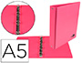 CARPETA DE 4 ANILLAS 25 MM REDONDAS LIDERPAPEL A5 CARTON FORRADO PVC FUCSIA