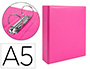 CARPETA DE 2 ANILLAS 40 MM REDONDAS LIDERPAPEL A5 CARTON FORRADO PVC FUCSIA