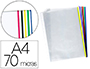 FUNDA MULTITALADRO Q-CONNECT DIN A4 70 MC CRISTAL CON BORDE COLORES SURTIDOS BOLSA DE 25 UNIDADES