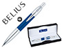 BOLIGRAFO BELIUS PERPIGNAN LACADO AZUL CON ADORNOS CROMADOS EN ESTUCHE